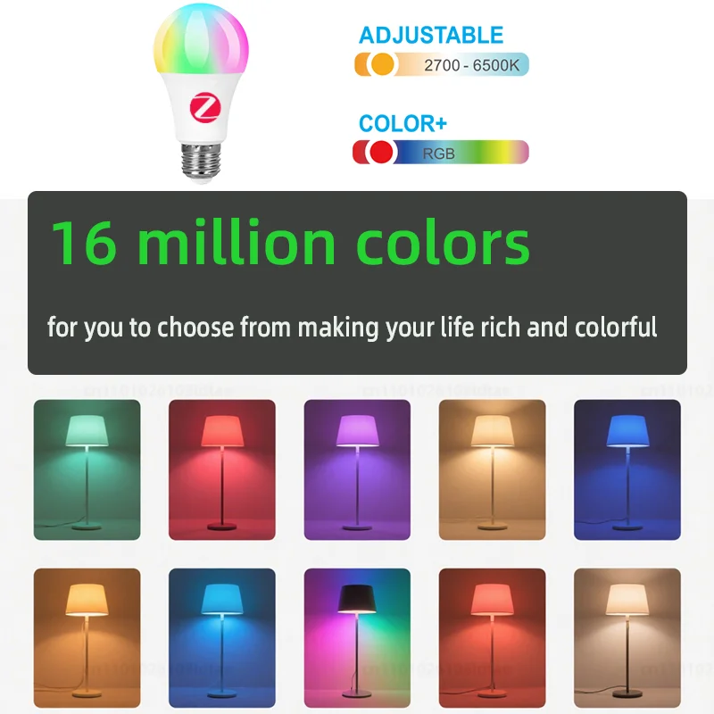 Zigbee 3.0 لمبة Led ذكية E27 مصابيح RGBCW 9W تعمل مع تطبيق Alexa Google Home التحكم الصوتي 110 فولت 220 فولت