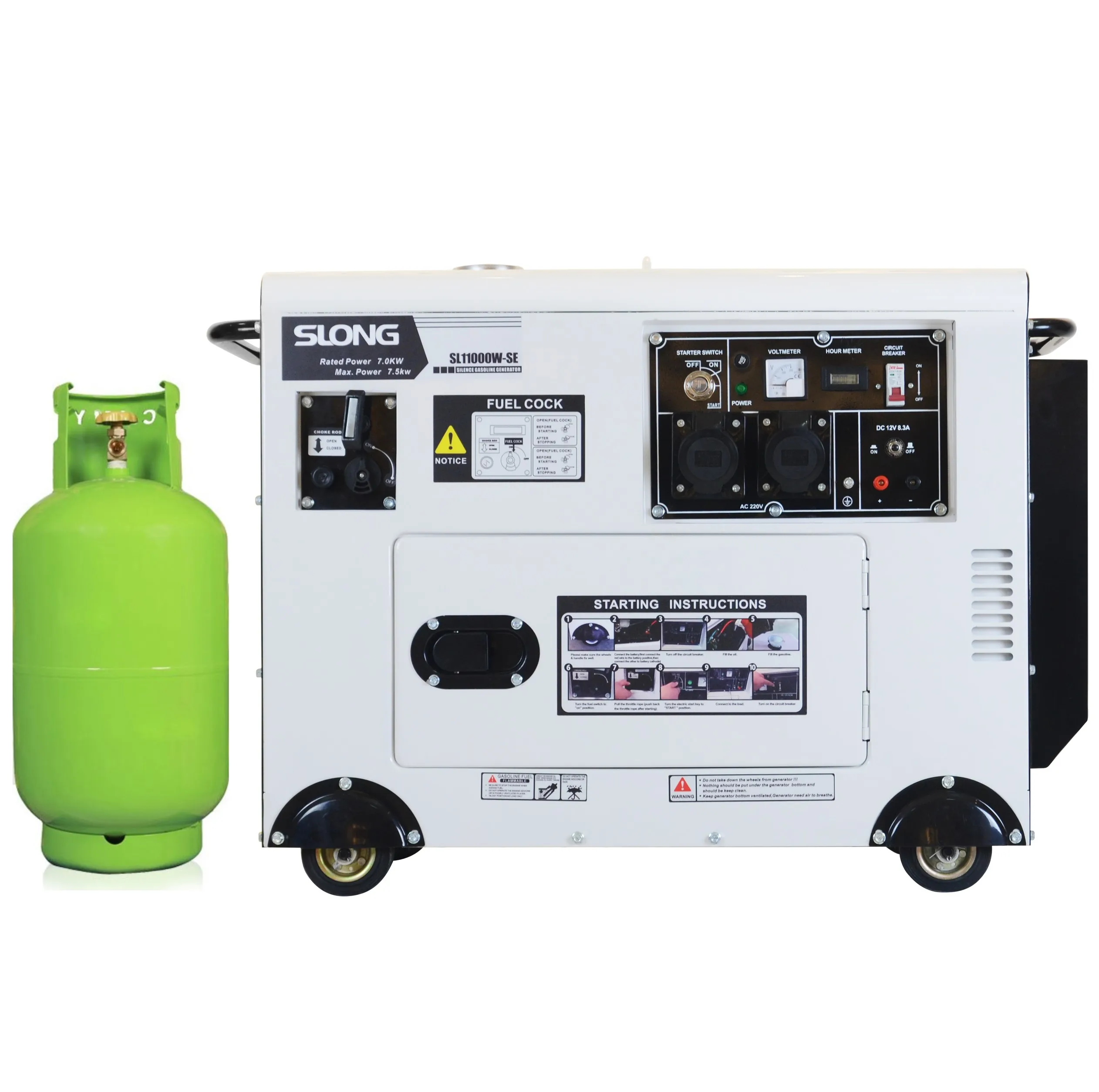 Slong SL12000SE silent dual fuel generator petrol LPG NG generator