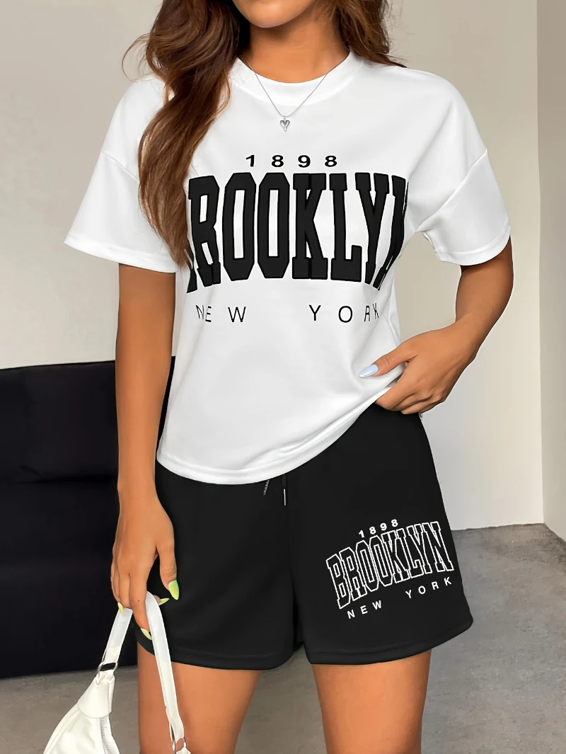 Women's Casual Two-Piece Set • Women's Summer Short-Sleeve T-Shirt and Shorts Set • Stylish Shorts