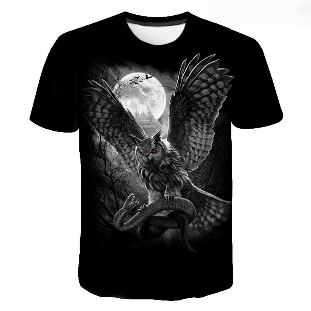 

New Cool Owl Print Men's T-Shirt for Summer 2025 Fashion Personalised 3D Printed Men's Short Sleeve Casual Cartoon Men's Clothes