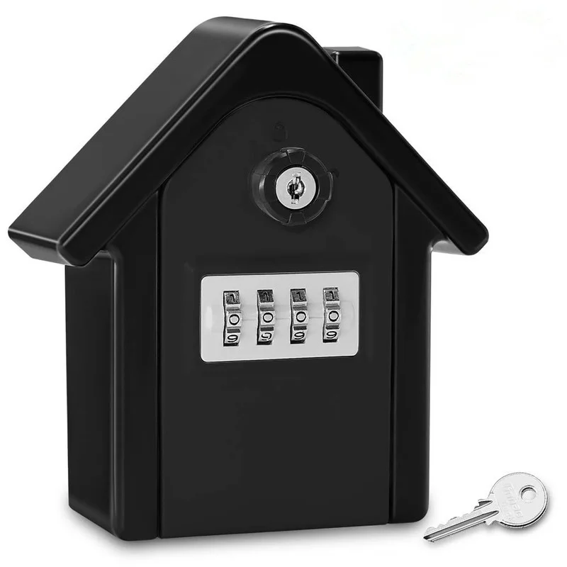 Wall-mounted Dual-opening 4-digit Combination Code Anti-theft Aluminum Alloy Large Key Safe Storage Box for Key Organization