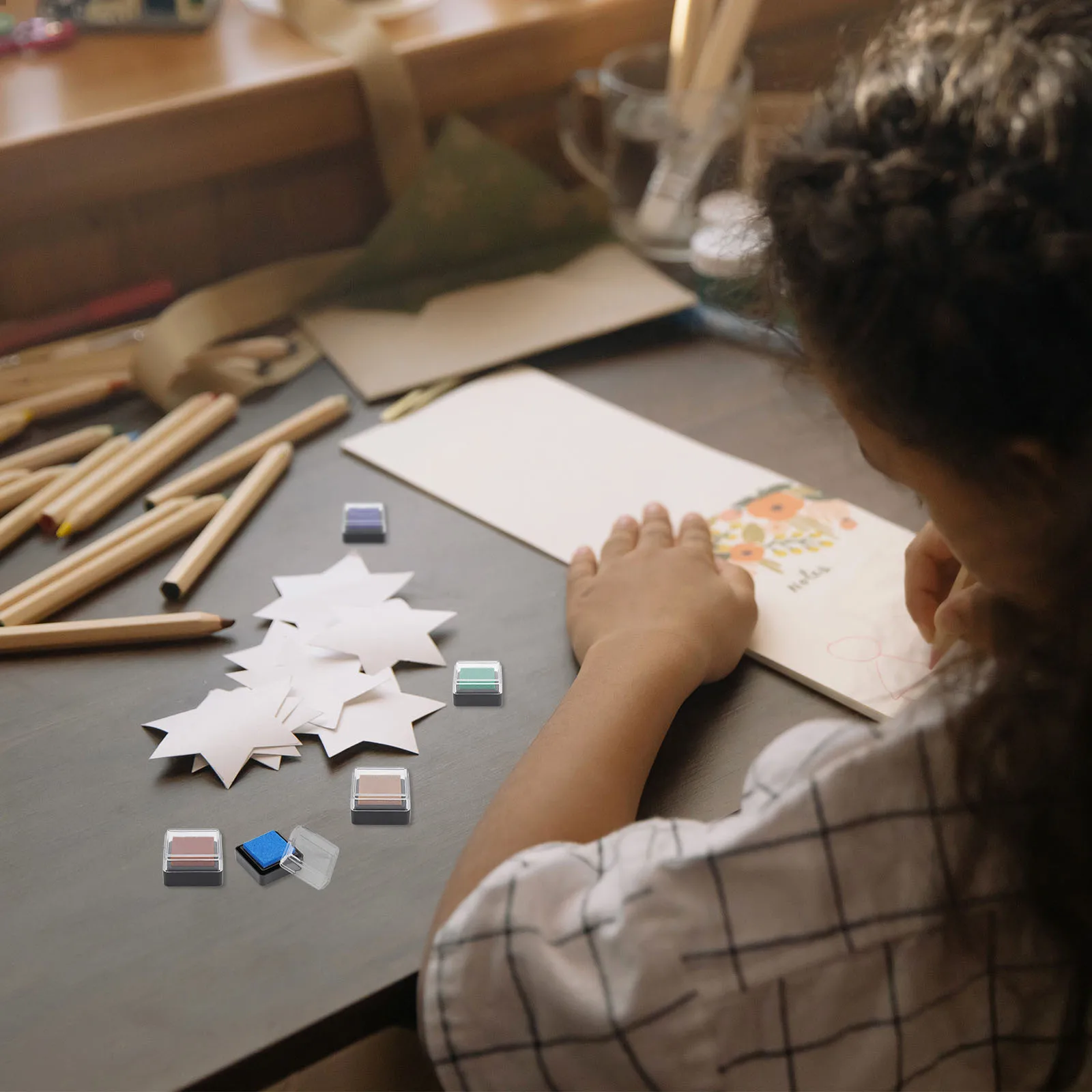 5 قطعة منصات الحبر الصغيرة قسط الإسفنج المواد سريعة الجافة ل ورقة القماش الخشب DIY بها بنفسك فنجر اللوحة الحرفية مجموعة لون عشوائي