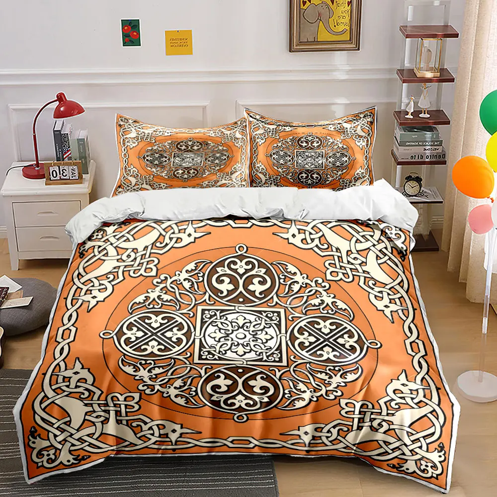 Intricate Celtic Style Pattern Design Bedding Set for Kids Luxury Gift 3pcs Digital Print Comforter Set Soft Comfortable