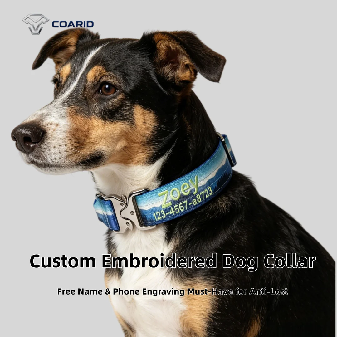 

Custom Personalized Dog Collar, Embroidered Name & Phone, Durable Nylon for Large Breeds, Anti-Lost ID Collar