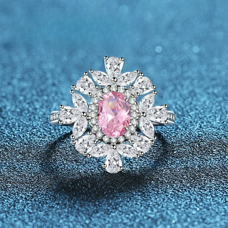 

PT950 Platinum Artificially Cultivated Gemstone Sea Blue Green Red Pink Women's Ring Inlaid with High-end Fashion Jewelry