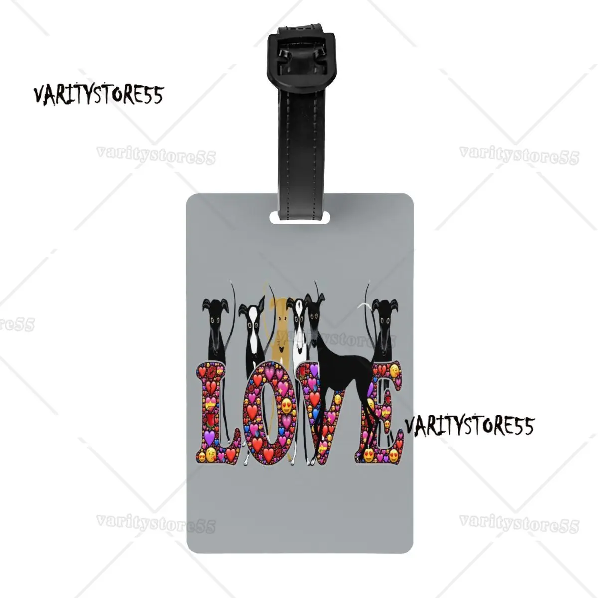 Custom Love Hounds Luggage Tags for Suitcases Cute Greyhound Whippet Sighthound Dog Baggage Tags Privacy Cover ID Label