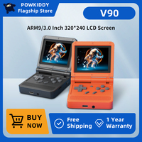 POWKIDDY V90 3-Inch IPS Screen Flip Handheld Console Dual Open System Game Console 16 Simulators Retro PS1 Kids Gift 3D New Game