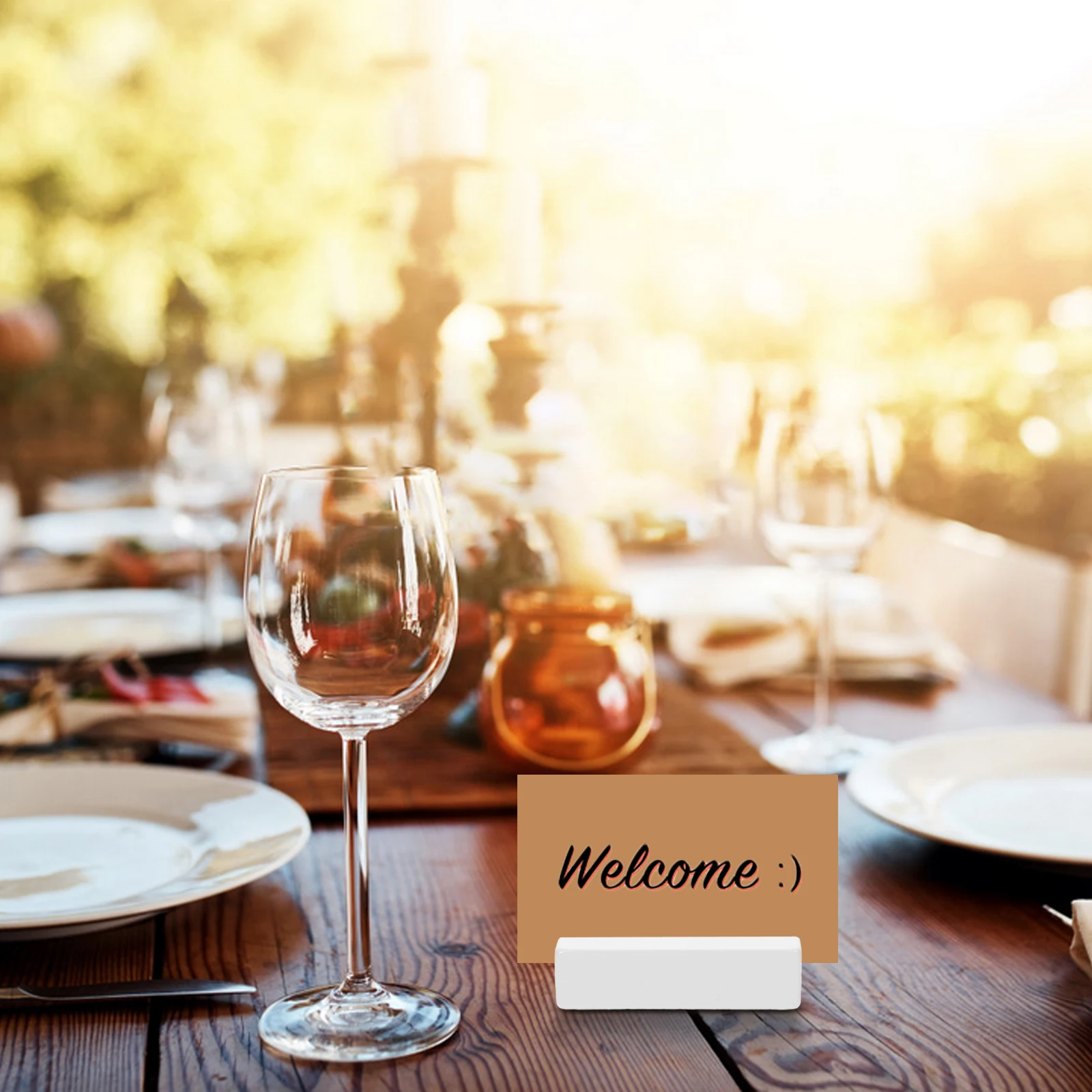 

10pcs Message Holder White Business Office Desk Display Stand Wooden Place Card Holders Table Number Stands Sign Holders Photo