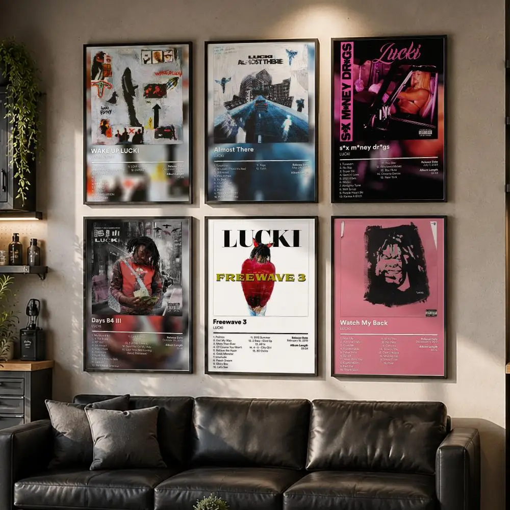 Singer Rapper L-LUCKI Album Poster HD Home Wall Stickers House Hallway Living Room Bedroom Bar Office Decor Art Prints