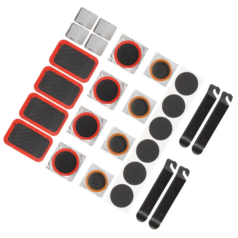 

1 set 1 Set Bicycle Tire Patch Kit For Mountain Road Bike Repair Portable Inner Tube Patch Kit With Metal Rasp Tire Levers
