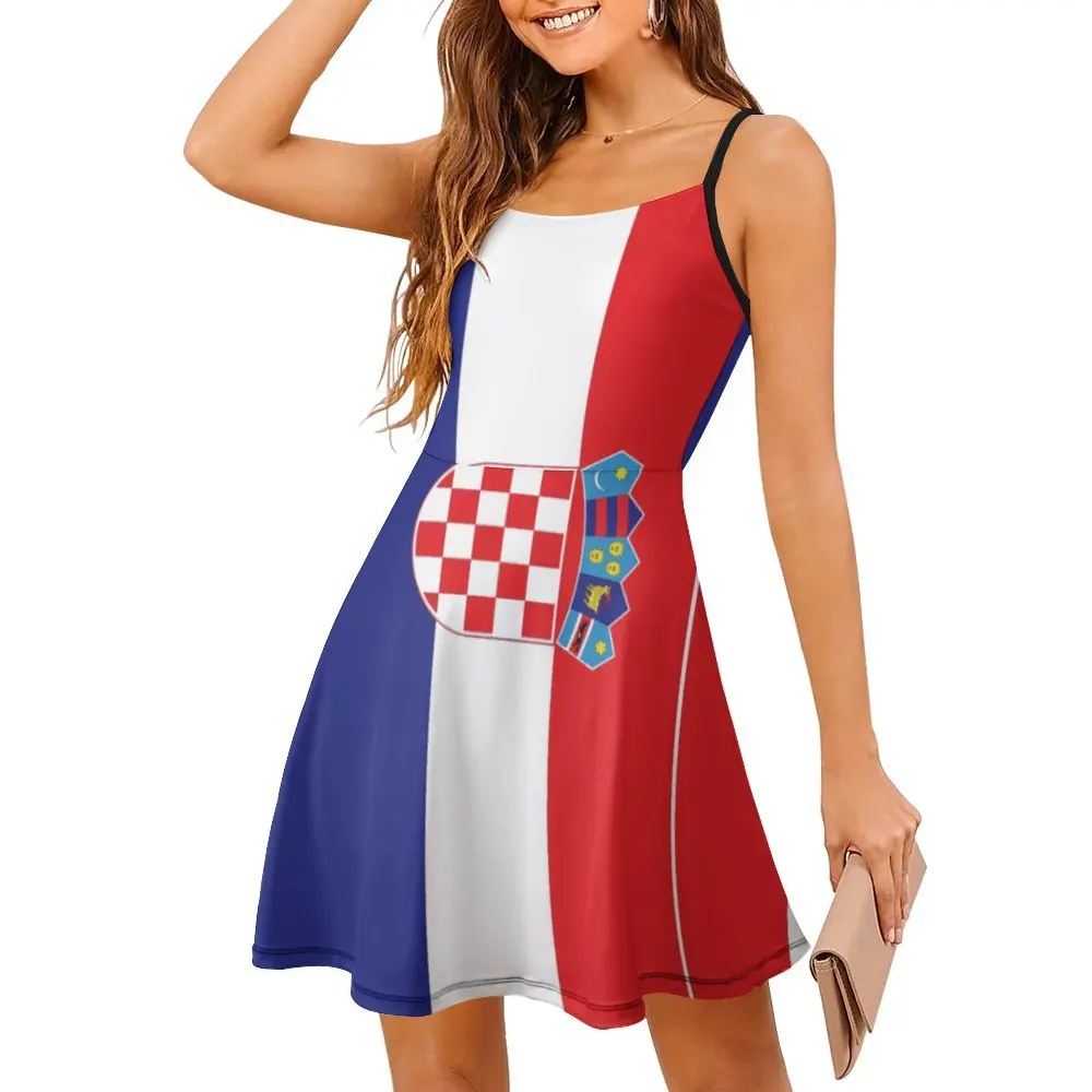 

Exotic Woman's Clothing Dresses Flag of Croatia Women's Sling Dress Funny Cocktails Nerd