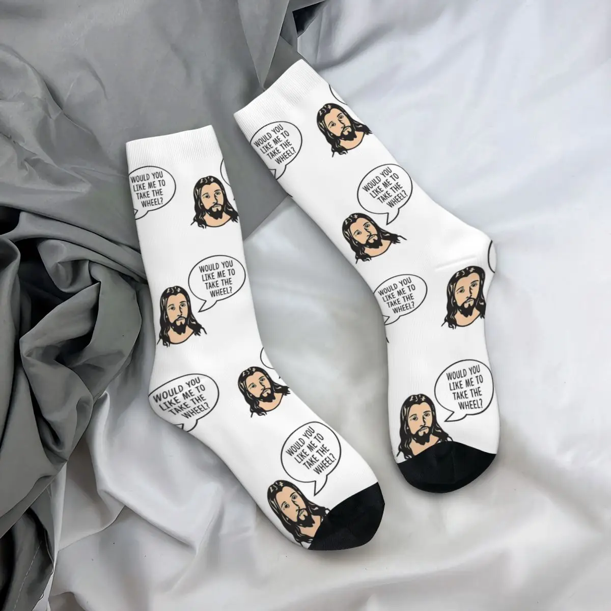 Jesus Take The Wheel Unisex Winter Socks Cycling Happy Socks Street Style Crazy Sock