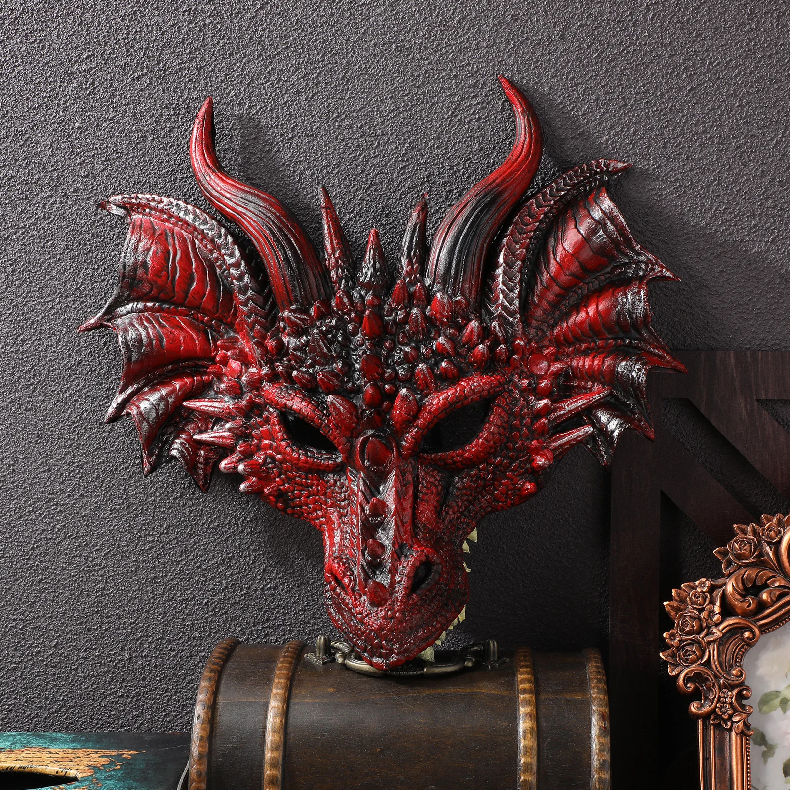 Maschera da drago di Halloween in PU Costume spaventoso Decorazioni per feste horror in maschera per uomini adulti Donne Festival Maschera da costume da drago