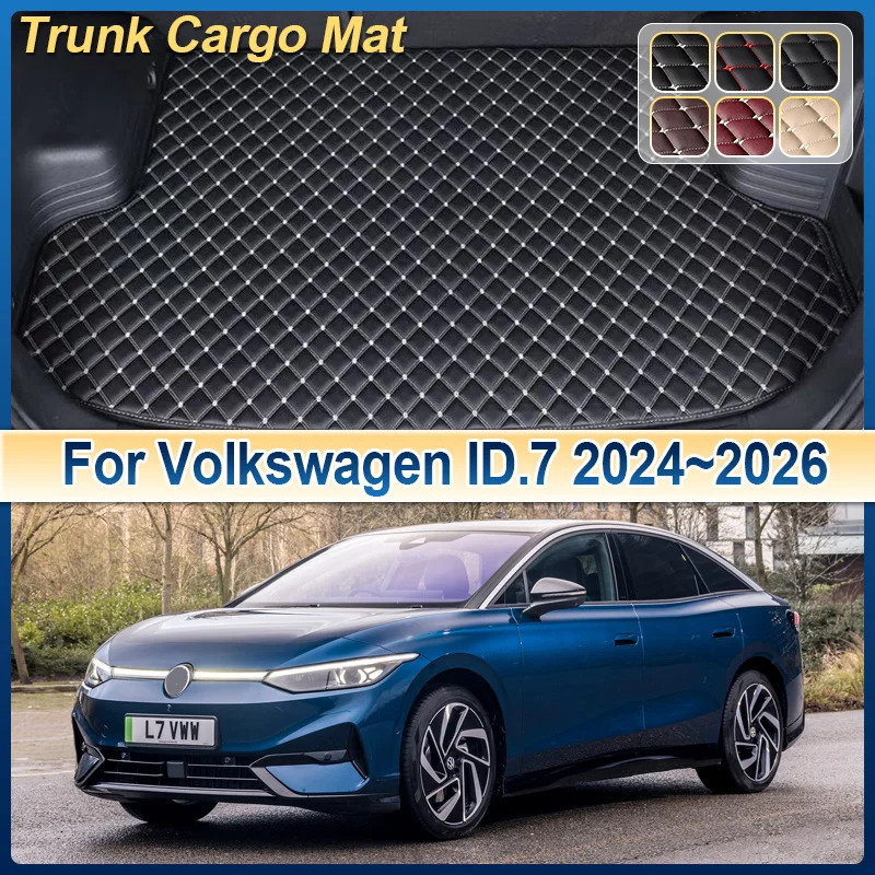 

Leather Car Trunk Mat For Volkswagen VW ID.7 2024 2025 2026 Cargo Boot Mats Storage Cushion Carpet Pad Auto Interior Accessories