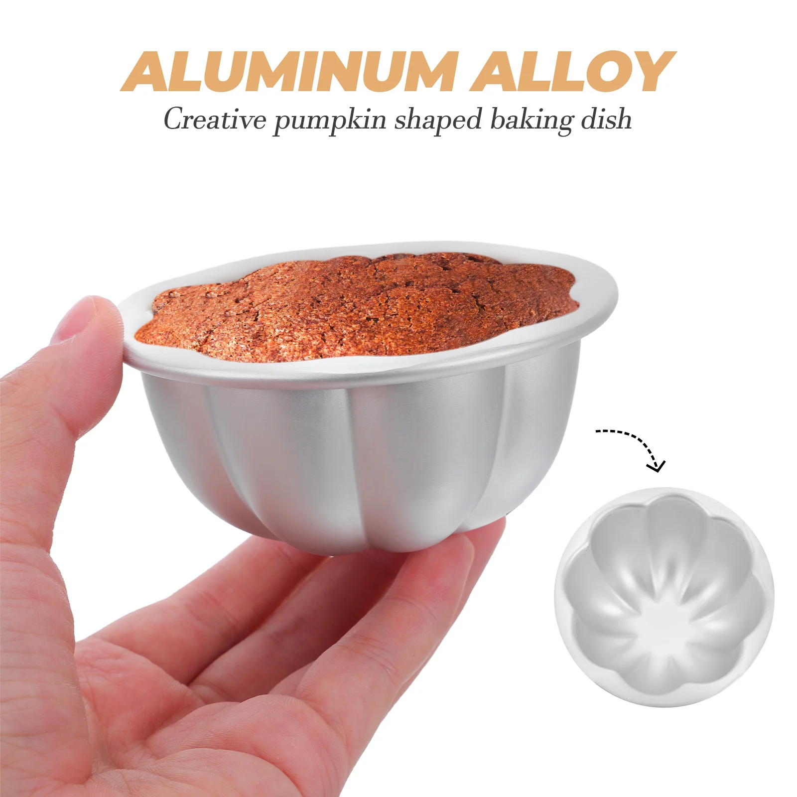 4 قطعة قالب كعكة من سبائك الألومنيوم 3.73 بوصة.77 بوصة على شكل يقطين مقلاة خبز غير لاصقة لتذير البيض بودنغ جيلي أدوات خبز عالية الحرارة #3