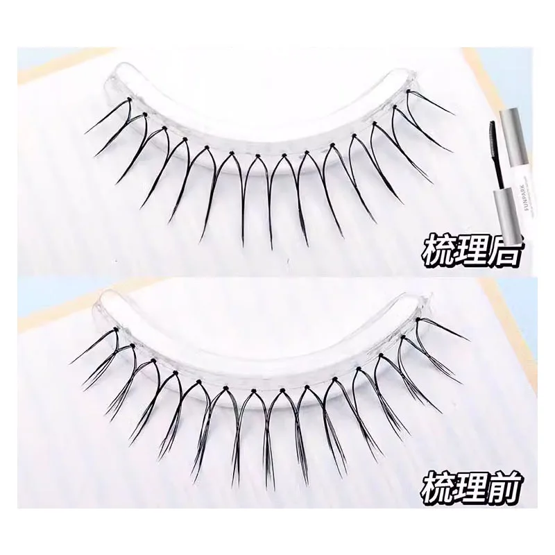 5 Pairs Korean U-shaped False Eyelashes Natural Fairy 10mm Transparent Stem Eyelashes Soft Eyelashes Extension Manga Makeup Tool