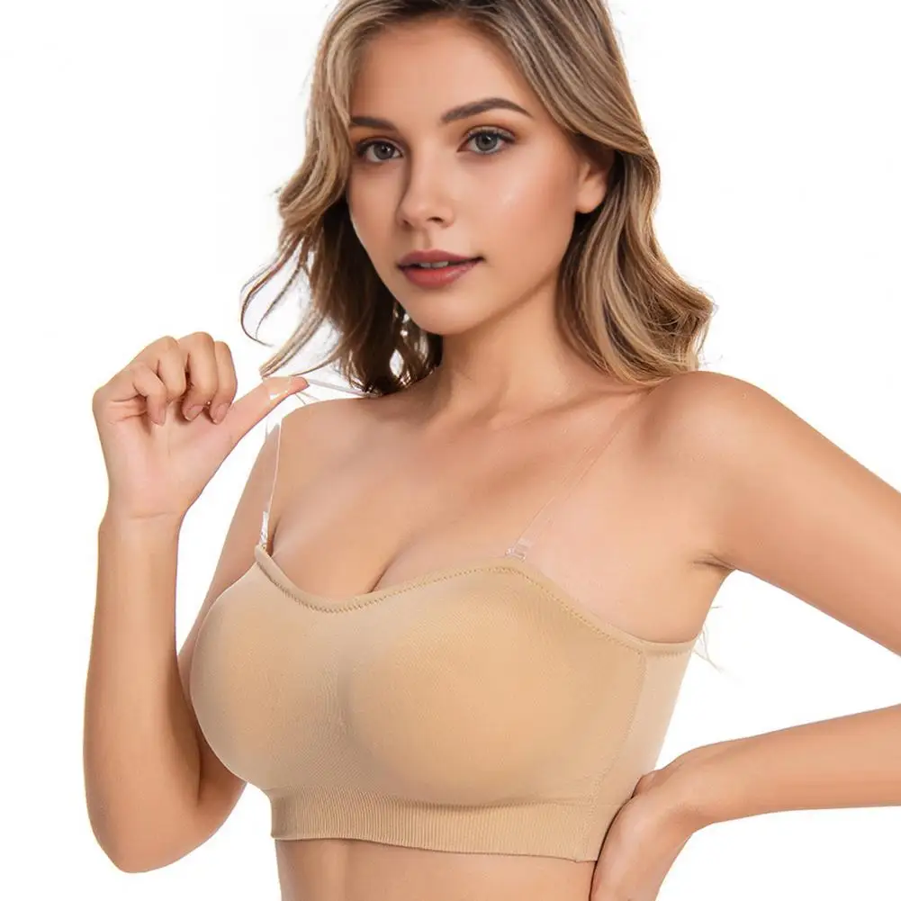 

Women's Invisible Tube Bra Strapless Non-slip Silicone Anti-exposure Solid Color Elastic Women's Strap Bra Underwear