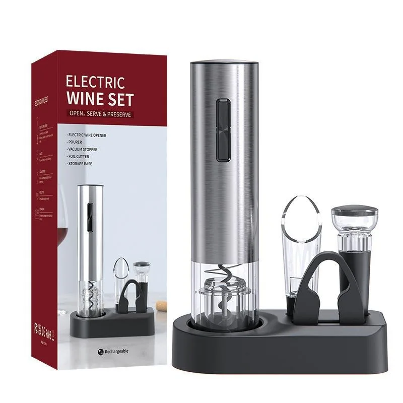 

Rechargeable Electric Wine Bottle Opener with Storage Base Set To Open Wine Artifact Wine Opener