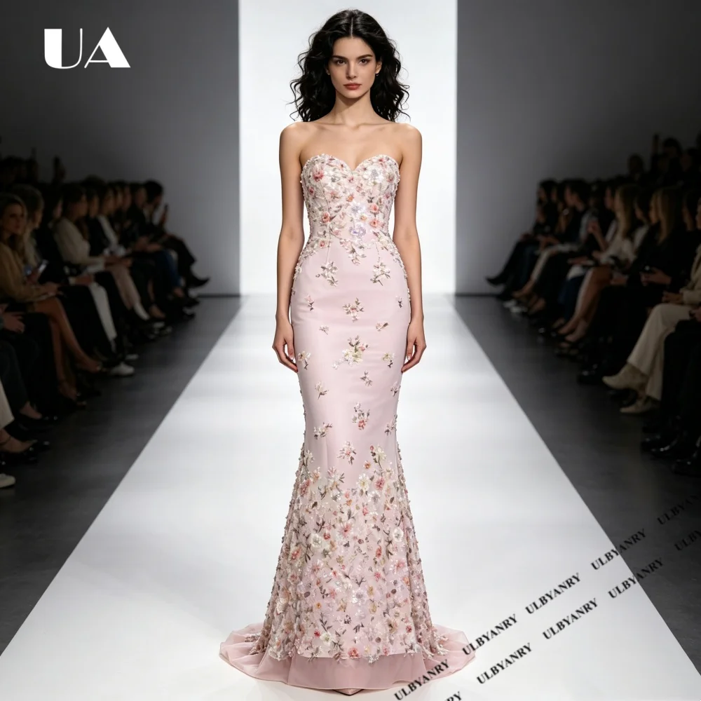 

2026 New Exquisite Sequins Embroidery Mermaid Evening Dress for Woman Elegant Strapless Prom Dress Customized Floral Party Dress