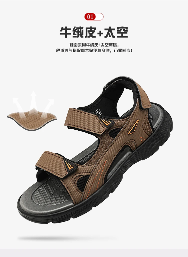 Herren-Sportsandalen, Outdoor, Wandern, wasserdicht, Strandsport, Herren-Sandalen, Sommer, offene Zehen, verstellbare Schnürsenkel – Detail 3
