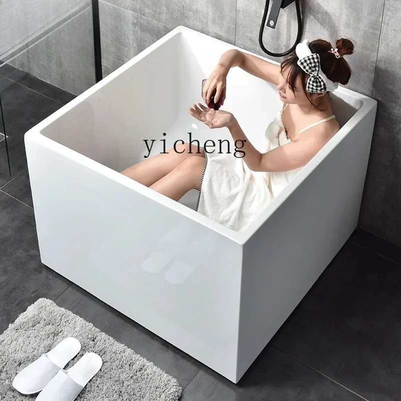 B24- Small Apartment Square Bathtub Independent Deepened Couple Double Adult Household Sitting Bath Basin