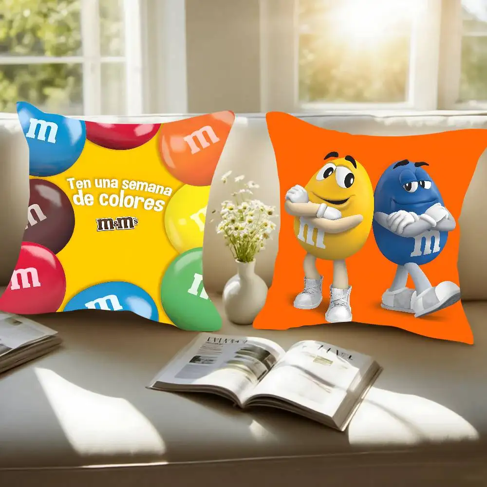كيس وسادة M&M's Chocolate Candy Meme كيس وسادة مطبوع بنمط غطاء وسادة أريكة لغرفة المعيشة وديكور غرفة النوم
