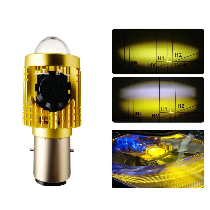 1PC High Low Beam BA20D H4 Motorcycle Headlamp with Fan H6 LED Lights Highlight with Lens Moto Headlight Car Scooter Accessories
