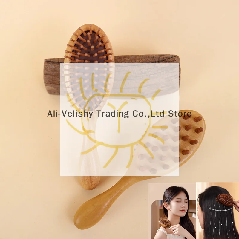 

Air Cushion Comb Scalp Therapy Massage Comb Scalp Head Caring Natural Garapa Wooden Double-sided Scraping Body Beautify Massager