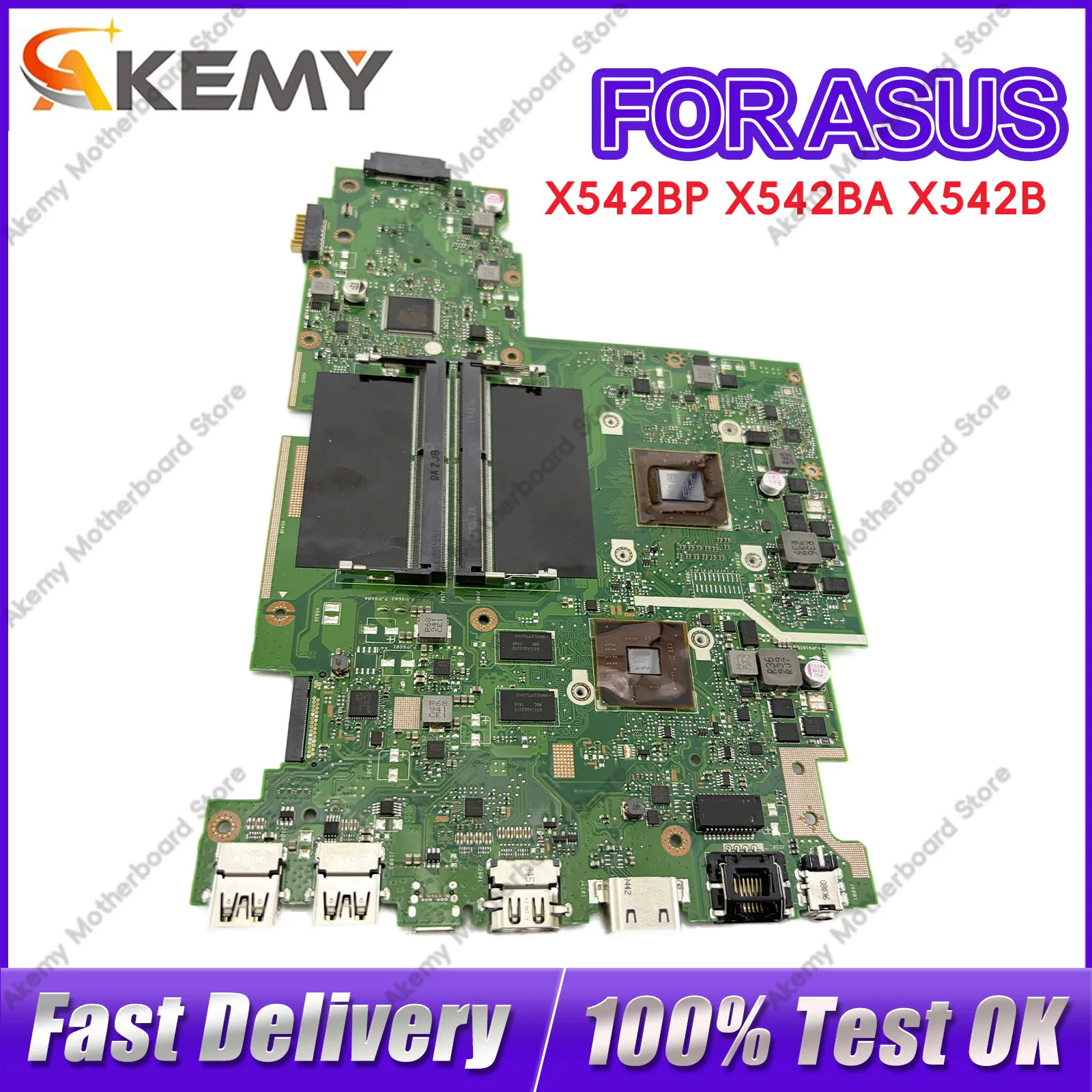 X542BP Laptop Motherboard For ASUS VivoBook X542B FL8000B X542BP A580B Notebook Mainboard With A6 A8 A9 CPU 100% tests OK stk