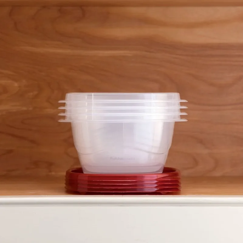 4pk 5.2c TakeAlongs Deep Square Food Storage Containers Ruby Red: Plastic Containers with Lids, Dishwasher-Safe