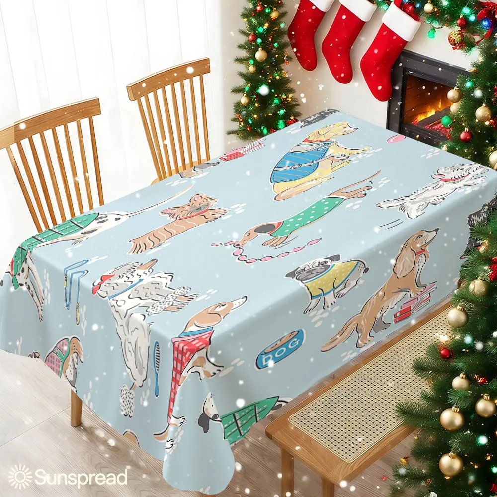 Cute Dog Waterproof table cloth, splash-proof tablecloth, for party, Halloween, Christmas, dining, camping