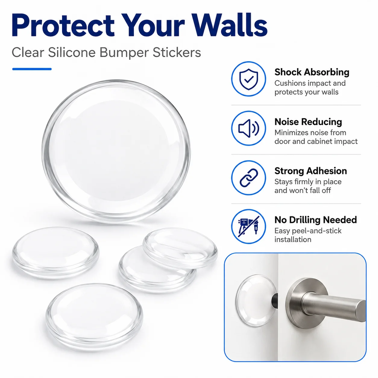 6/12PCS Home Anti Collision Pads Self Adhesive Furniture Bumpers Soft Shock Absorbing Cushion Fit Door Wall Cabinet Protection image 2