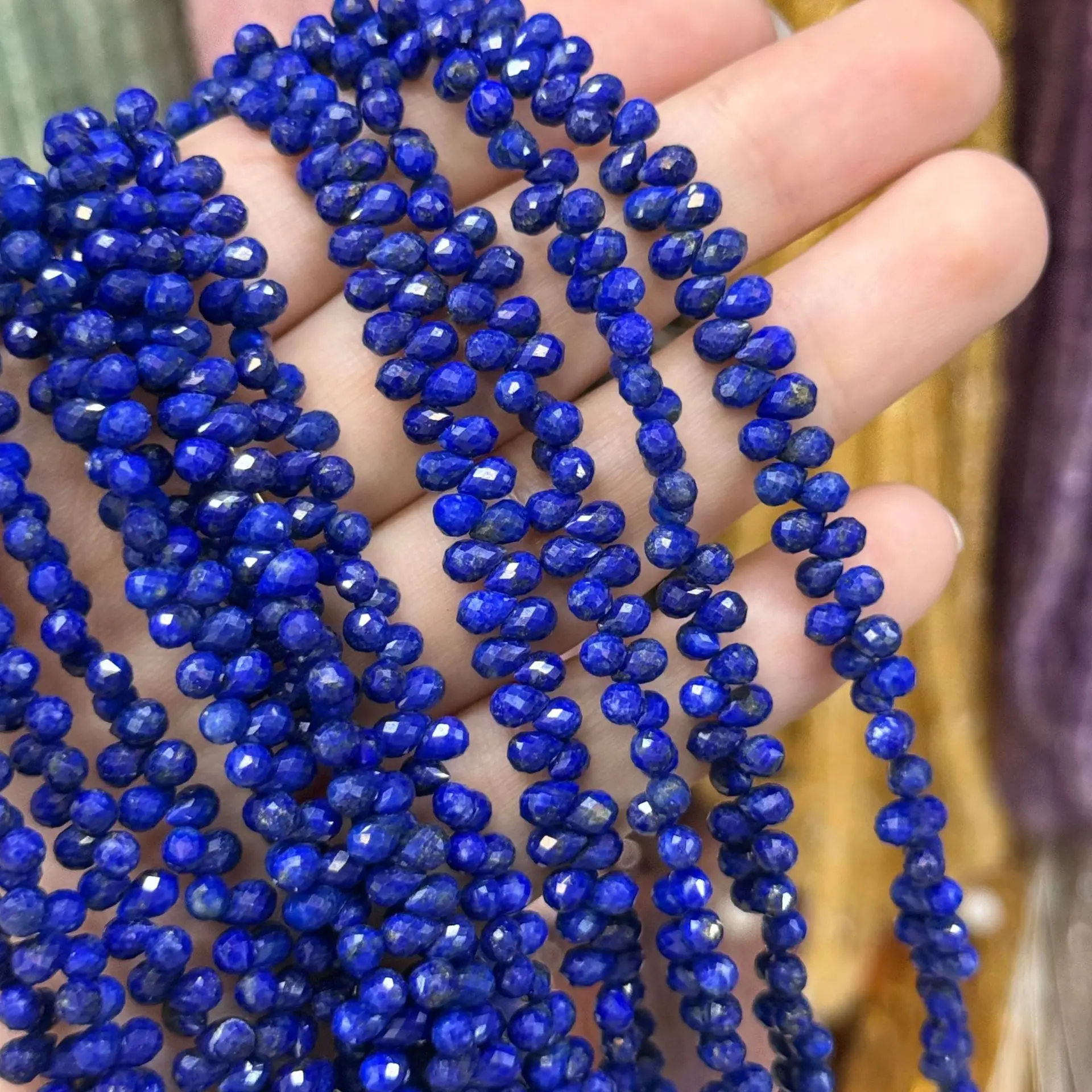 Spinel Tiger Eye Lapis Faceted Drop Beads 3*5mm Loose 16cm for DIY Jewelry Necklace Making