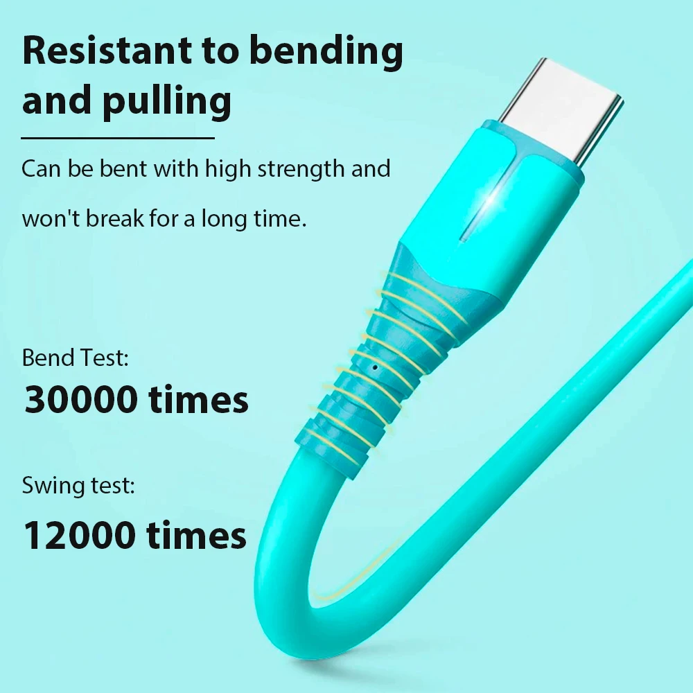 Liquid Soft Rubber Lighting Data Line for Android Apple Type-C Xiaomi Huawei USB Fast Charging Cable Data Line Resistant image 4