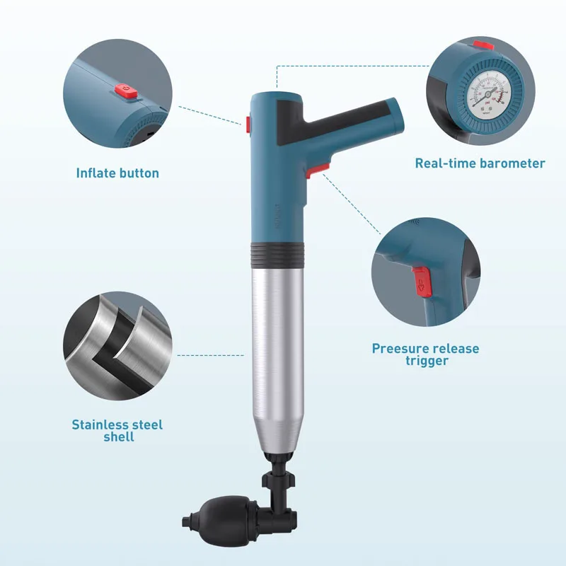 Pipe Dredger Sewer Toilet Pipe Blockage Unblocker, Upgraded Lithium Electric, One Shot Connection, Industrial Version Set