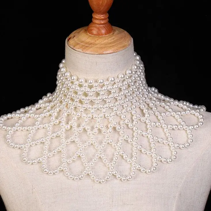 

2023 Wedding Dress Accessories Handwoven pearl shawl necklace Personality beaded sweater chain