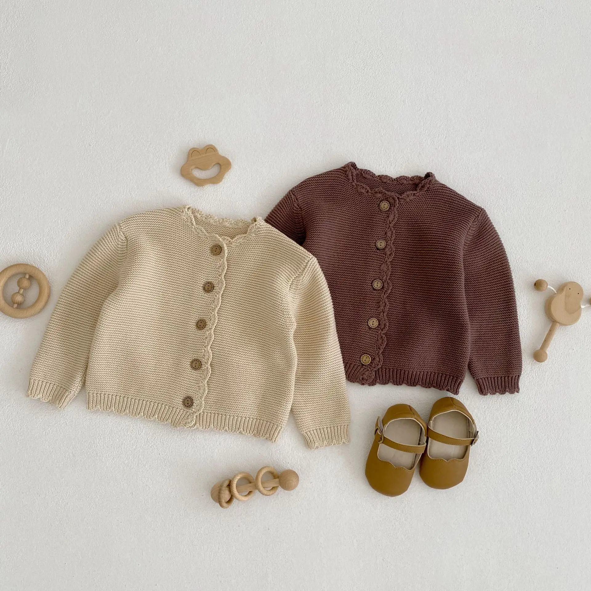 Unisex Baby Knitted Cardigan Infant Toddler Cotton Sweater Autumn Winter Outfit