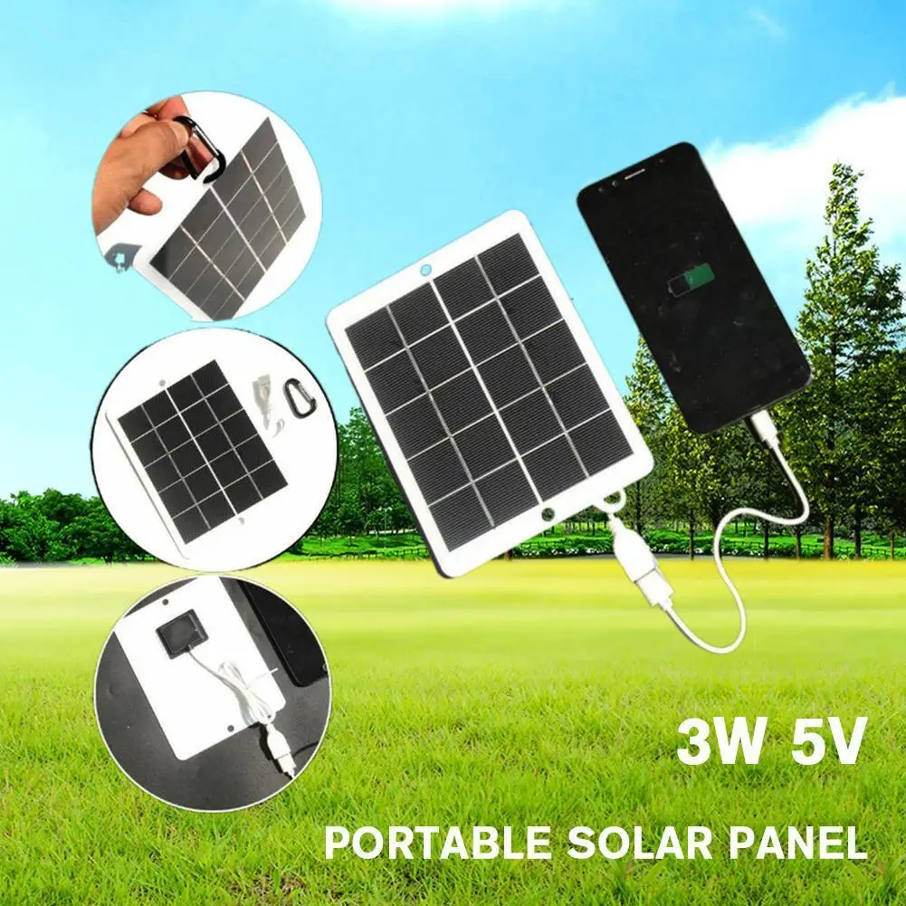 PowMr 3W 5V Solar Panels Portable Solar Charger For Mobile Phone Charger Power Bank Solar Lights Solar Charging USB Rechargeable