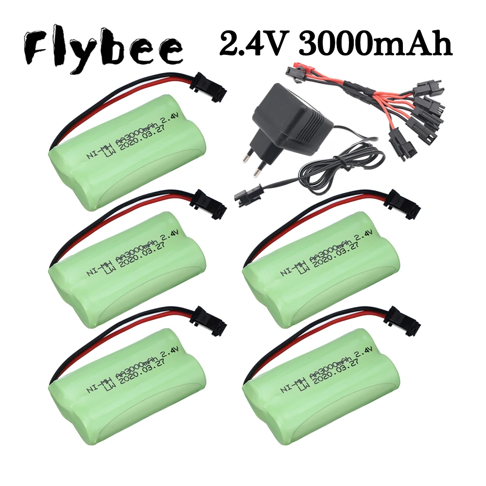 2.4V 3000mah NI-MH Rechargeable Battery Pack SM Plug For Rc toys Car Tanks Trucks Trains Robot Boat AA 2.4v Battery and charger