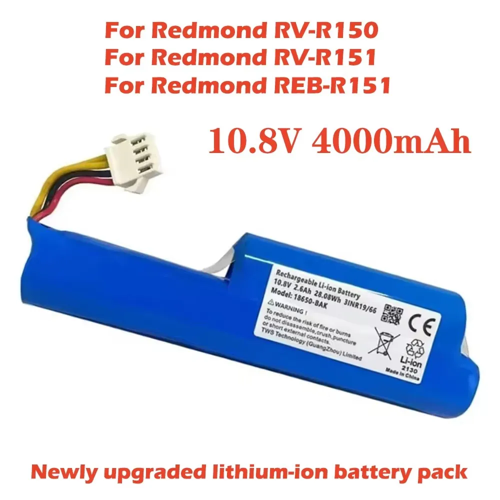 Оригинальный сменный аккумулятор 10,8 В, 4000 мАч для робота-пылесоса Redmond RV-R150 Redmond RV-R151 Vileda VR201 Petpro Оригинальный сменный аккумулятор 10,8 В, 4000 мАч для робота-пылесоса Redmond RV-R150 Redmond RV-R151 Vileda VR201 Petpro