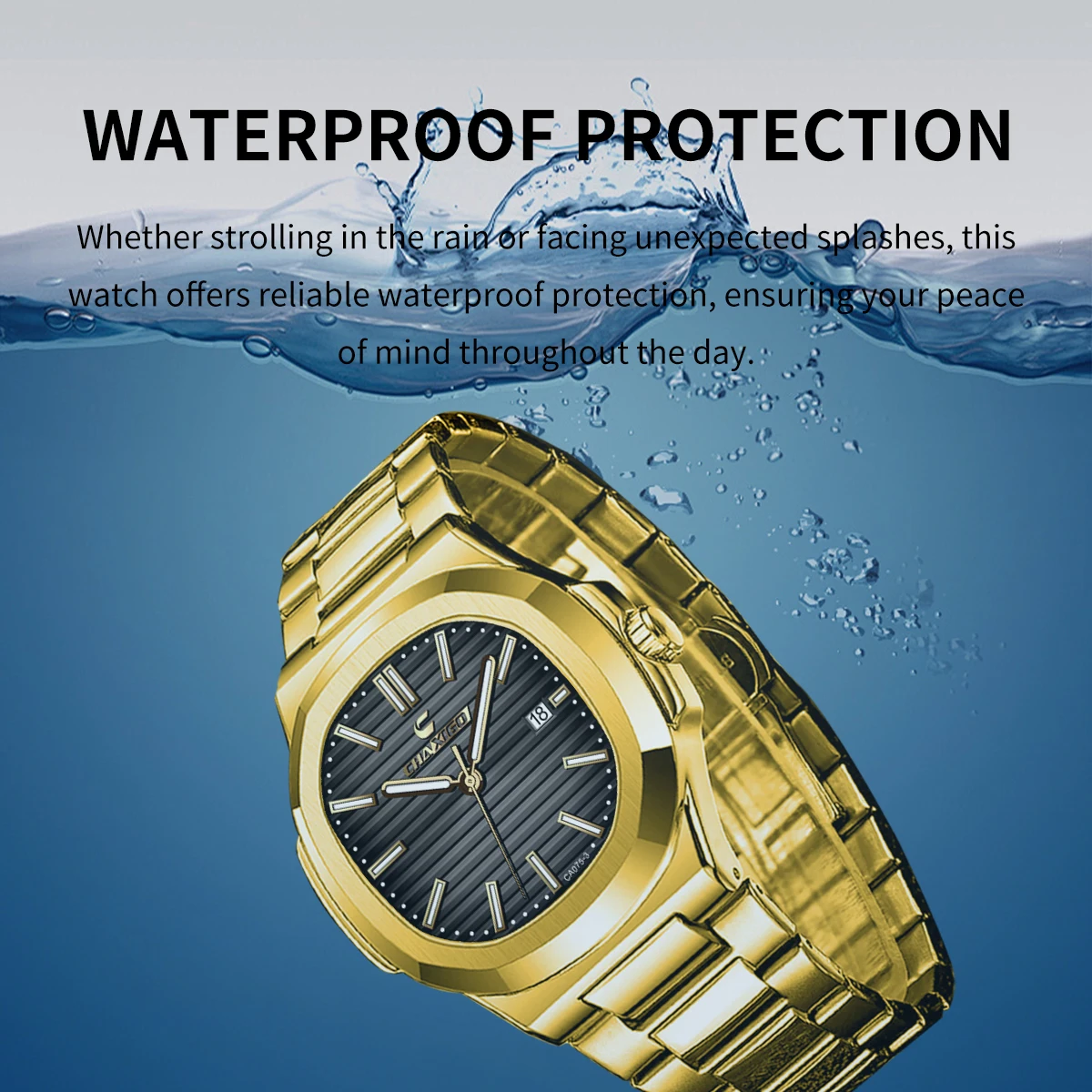 CHAXIGO Masculino Clássico Negócios Casual Pulseira de Aço Inoxidável Relógio de Quartzo Vidro Mineral Display Luminoso Relógio Vestido À Prova D 'Água