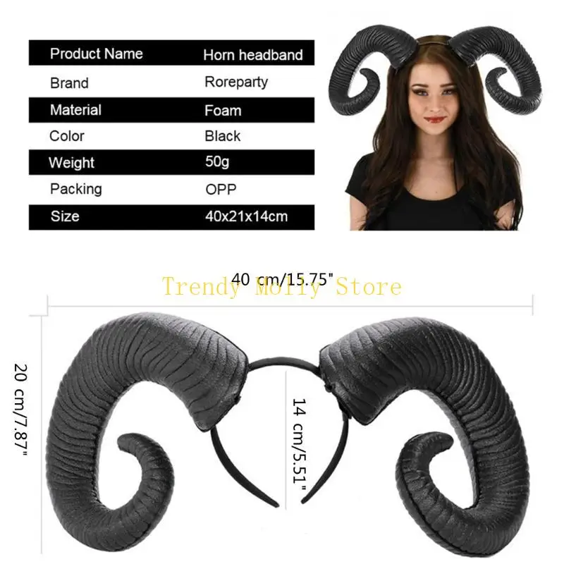 N5kb Ox Horn Hourn Beadbands Halloween Animal Horn Beadbands Hair Association for Girls and Womens Holiday Royd