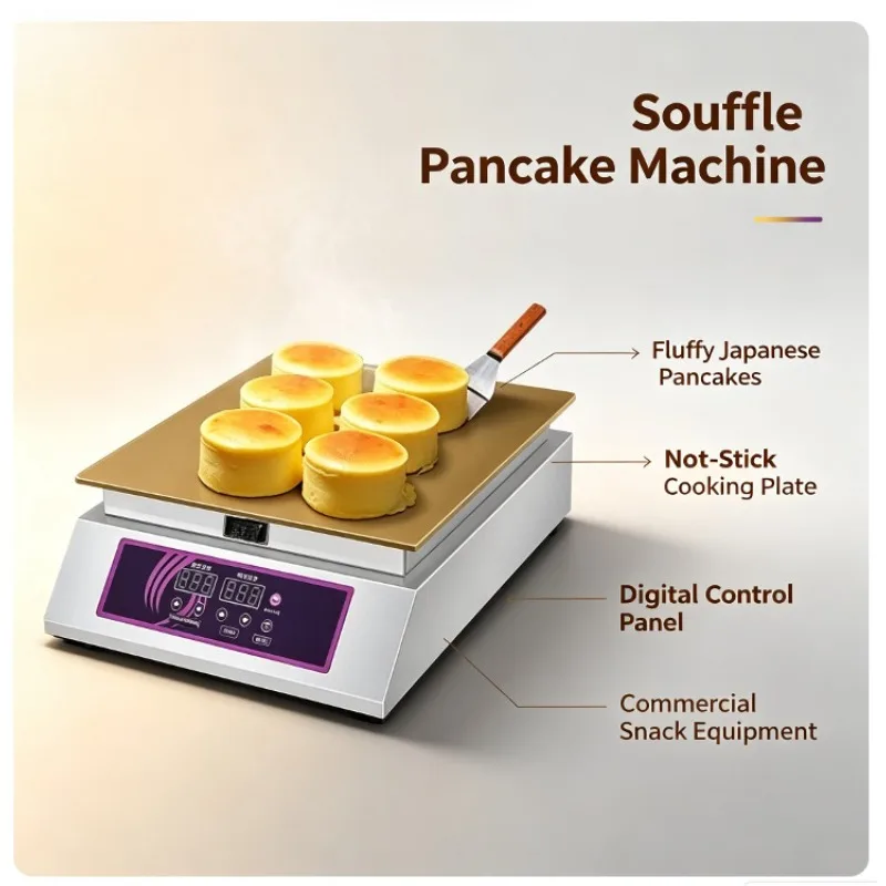 Double‑Head Souffle Pancake Maker Commercial Street‑Vending Appliance For Souffle Dorayaki Snack‑Making Catering Kitchen Cooking