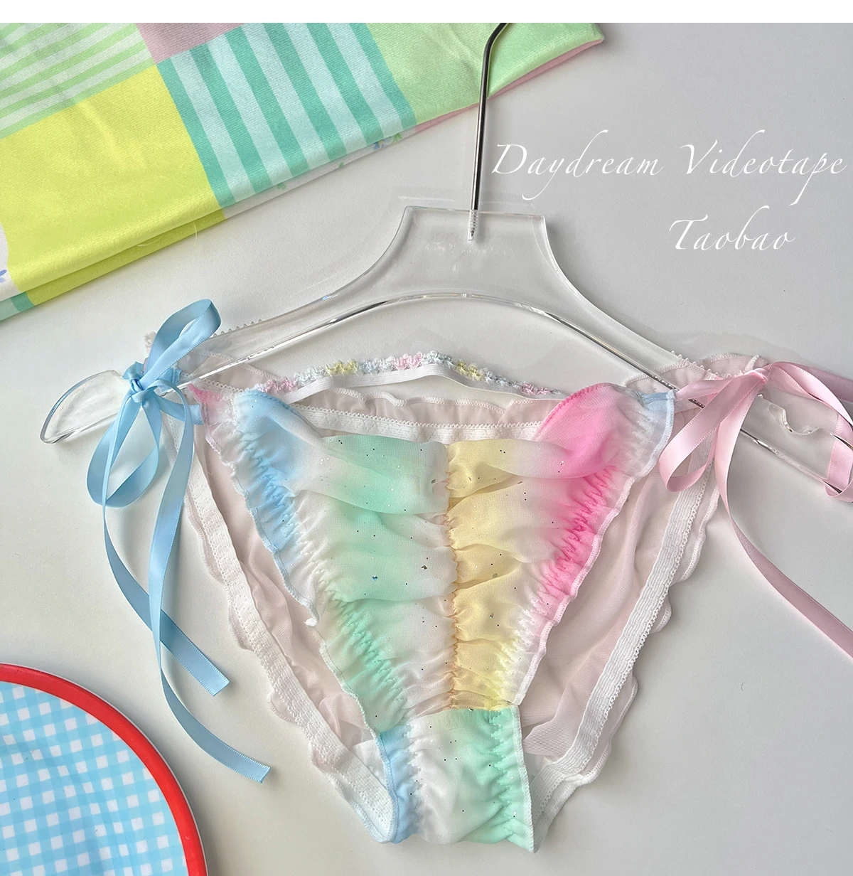 Lolita Rainbow Dopamine Dreamy Panties Strap Up Untamed Underwear Girl Sexy Pure Desire Mesh Hot Girl Briefs