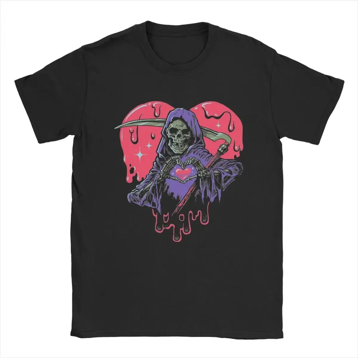 Футболка мужская с коротким рукавом и круглым вырезом, хлопок, топ с принтом сердца, рук, черепа, мрачного Жнеца, в хипстерском стиле, 4XL 5XL 6XL, для Хэллоуина