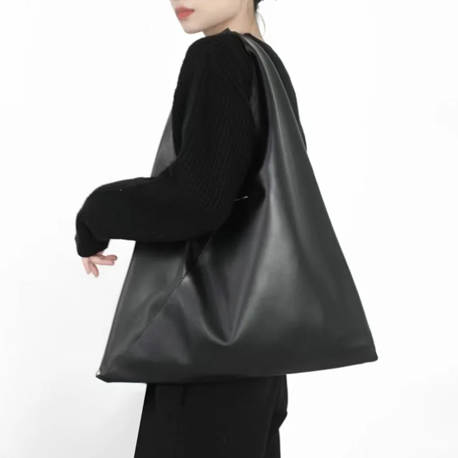 

MM6 Wind Small Croed Lazy Sle Women's Large Capaci Commuter Tote Bag Genuine Leather oulder Bag Underarm e Bag