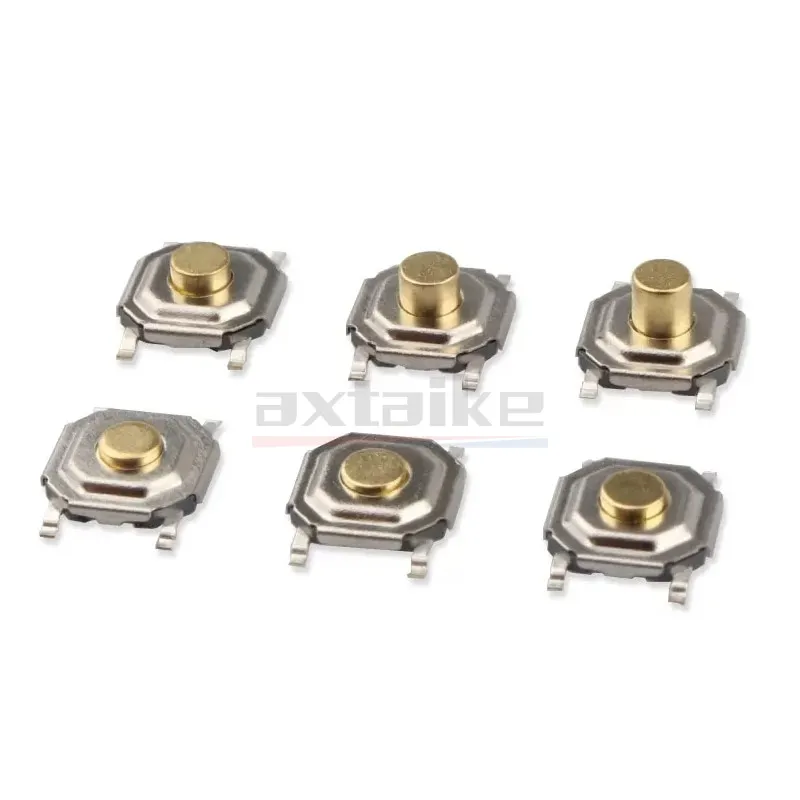 50PCS 5.2*5.2 1.5/1.7/2/2.3/2.5/3/3.5/4.3mm Tactile Tact Push Button Micro  Copper Head Waterproof Touch Switch 4*4MM 4Pin SMD