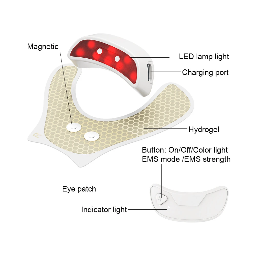 EMS Microcurrent Eye Patch Massager 4 Levels 3 Colors LED Photon Therapy 660nm Anti-Aging Wrinkle Remover Eye Care Beauty Device