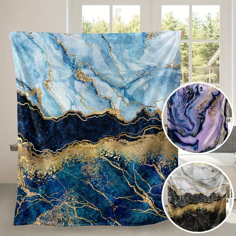 

Luxury Blanket Marble Double-sided Print Flannel Blanket Soft Warm Throw Blanket Nap Blanket For Sofa Travel For All Season