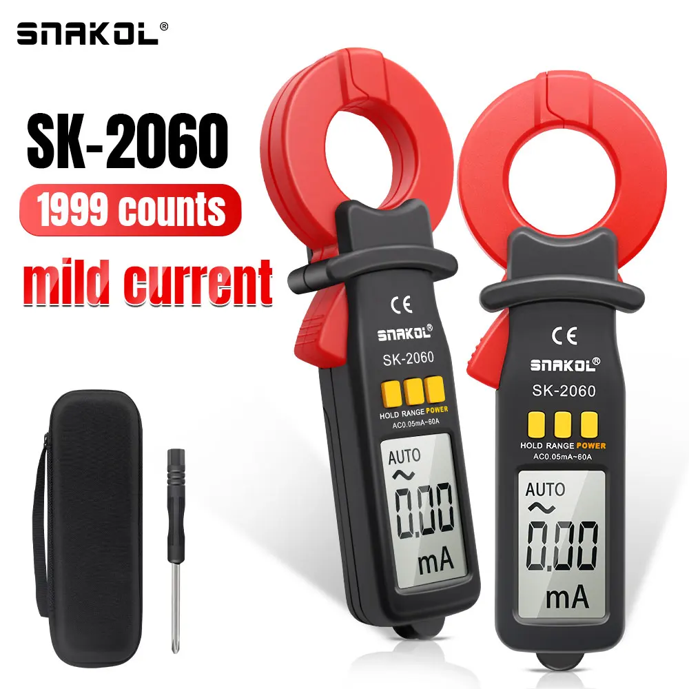 Imagem -02 - Faixa Auto Multímetro Digital Clamp Meter Amperímetro ac 0.05ma60a Vazamento Tester Atual Ferramentas Eletricista Profissional